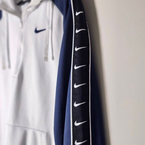 Nike 1/4 Zip Front White Long Sleeve Hooded Sweatshirt Men's L A0090 - Picture 3 of 7